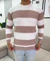 Striped tricot pullover