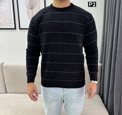 Striped tricot pullover