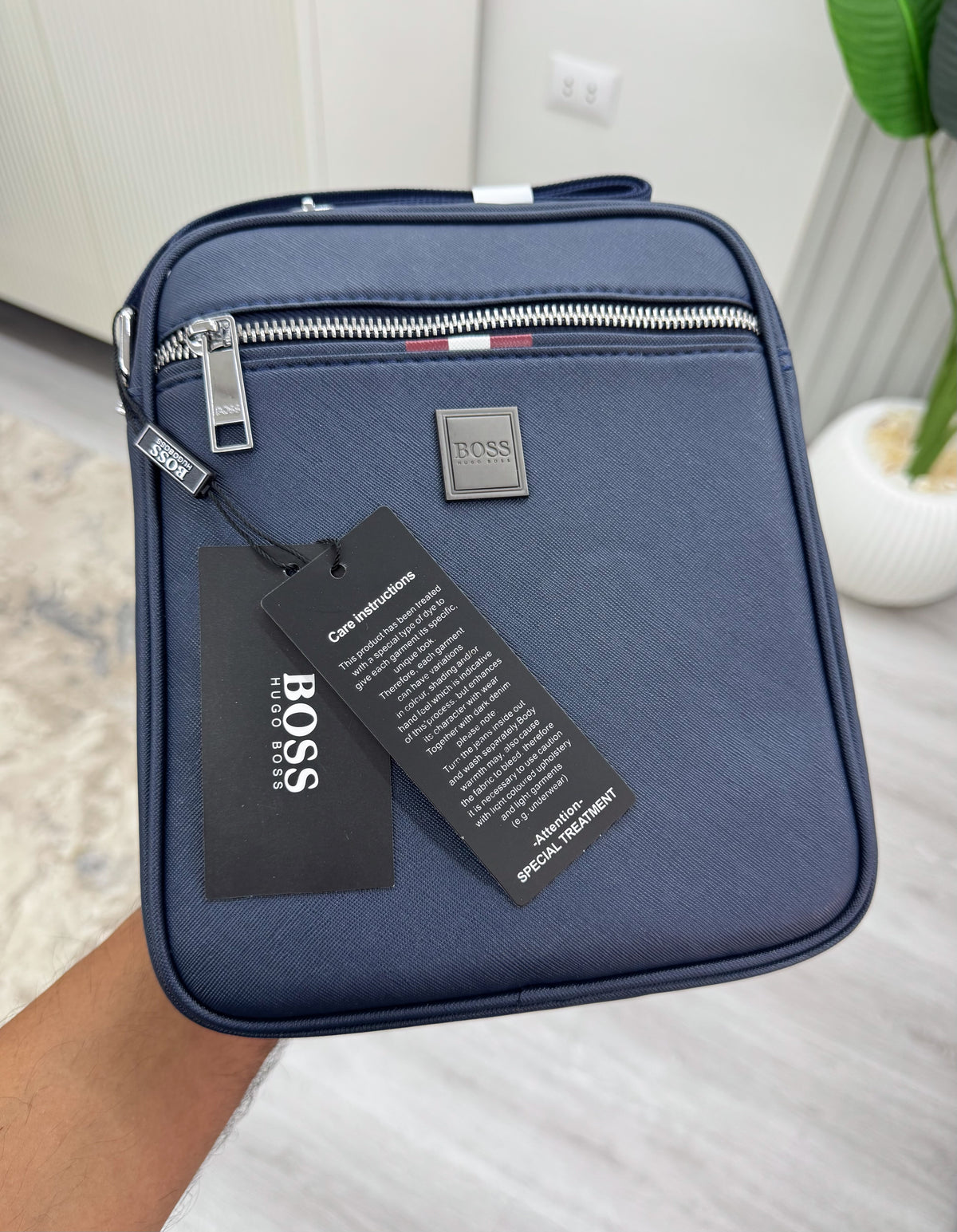 Boss navy cross bag