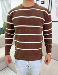Striped tricot pullover
