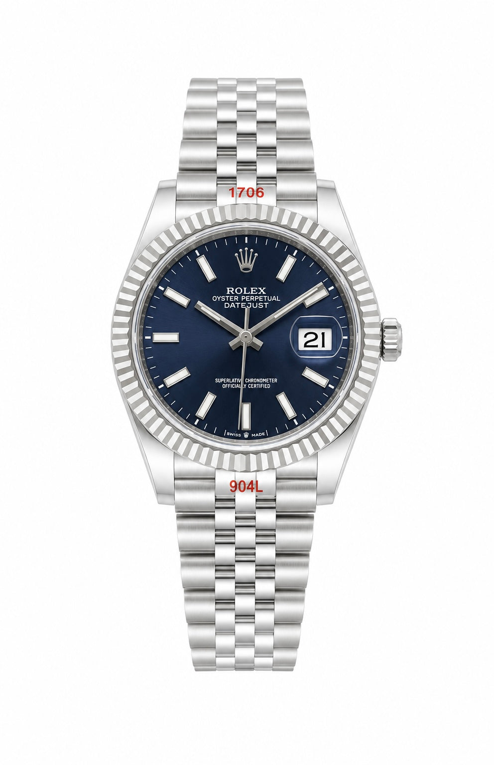 Rolex date just automatic silver navy 40mm