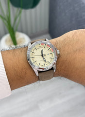 Naviforce coffe genuine leather