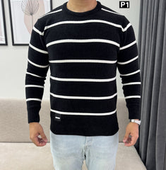 Striped tricot pullover