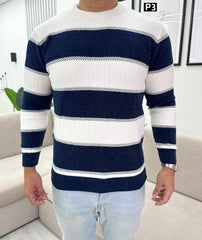 Striped tricot pullover