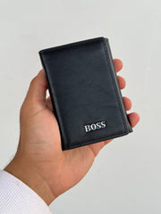 Boss black wallet and card holder