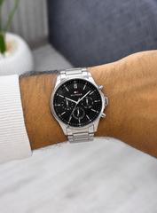 Tommy silver black basic chronograph