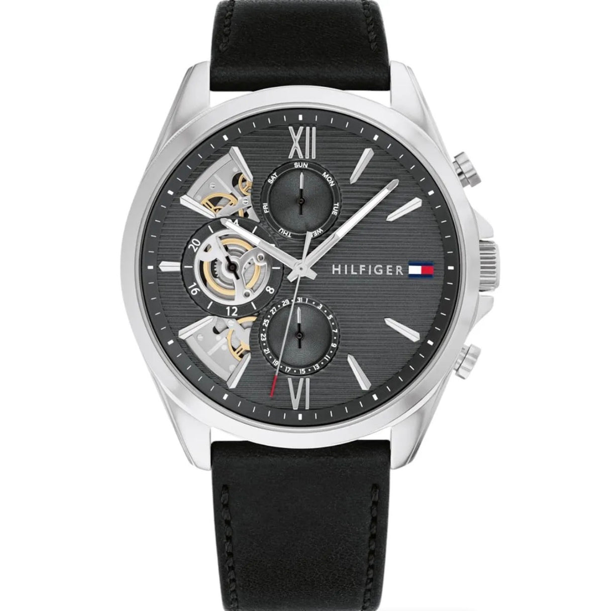 Tommy black skeleton leather