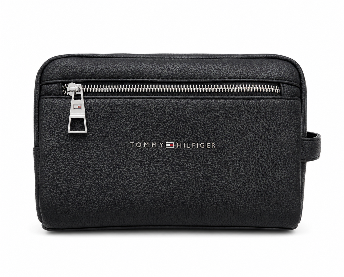 Tommy black zipper hand bag
