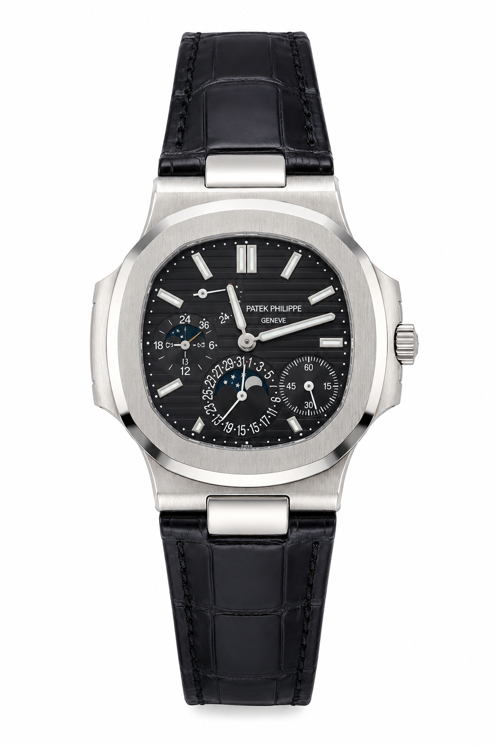Patek nautilus moon phase leather black 40mm