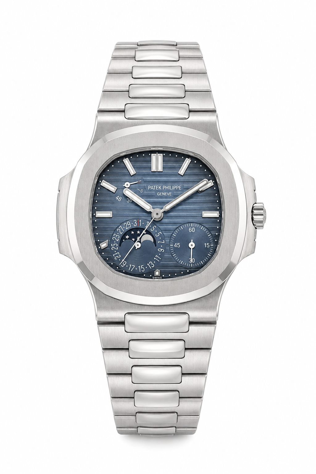 Patek nautilus moon phase silver navy 40mm