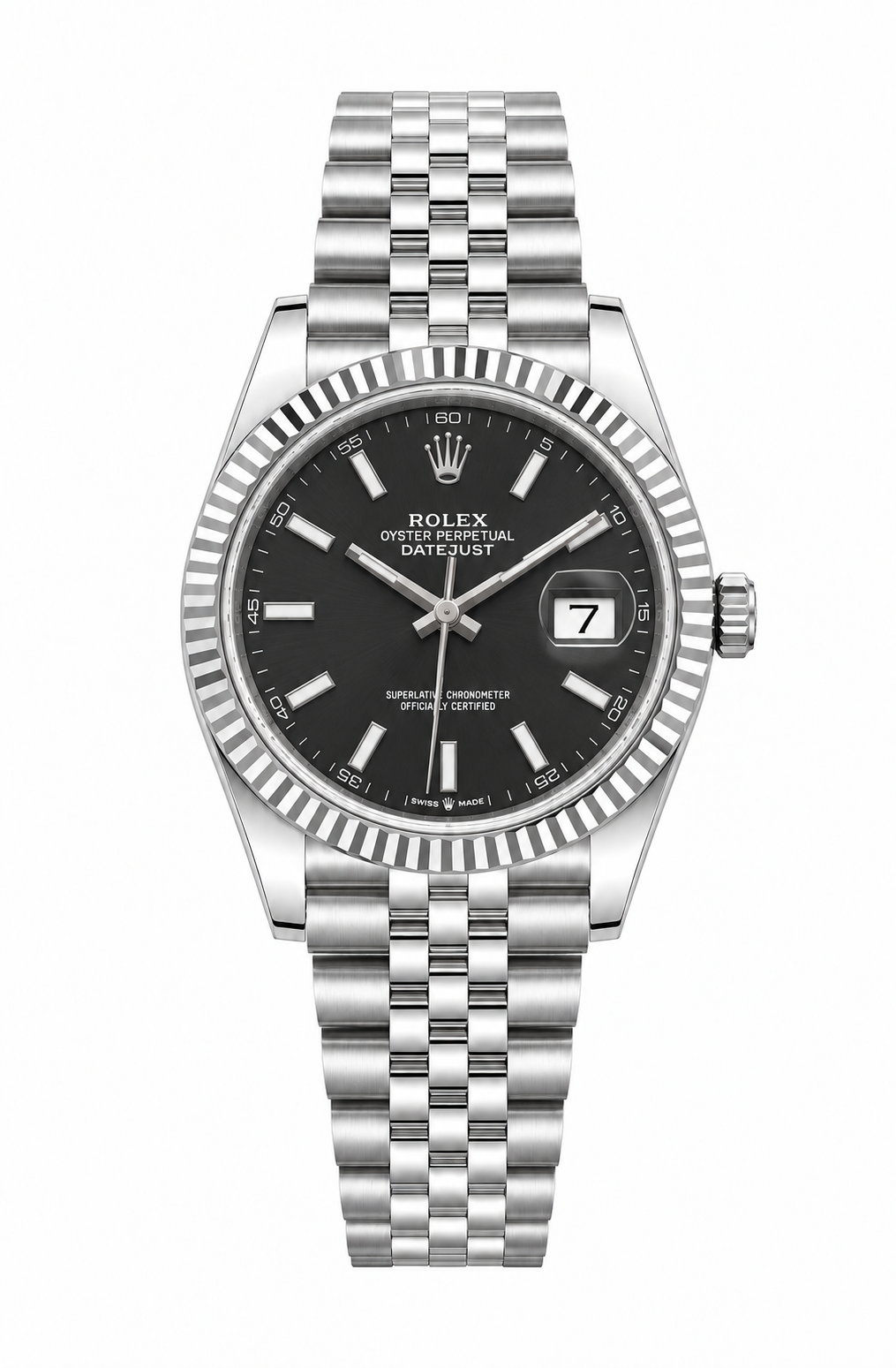 Rolex date just automatic silver black 40mm