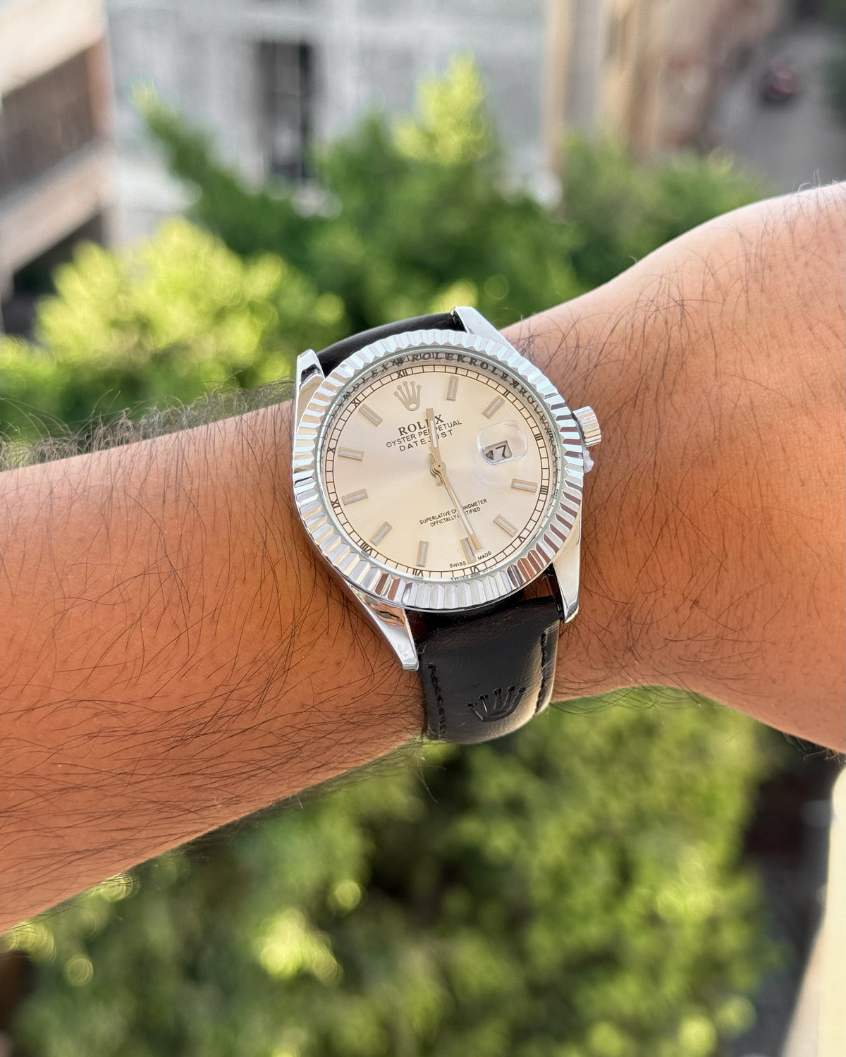 Rolex date just leather