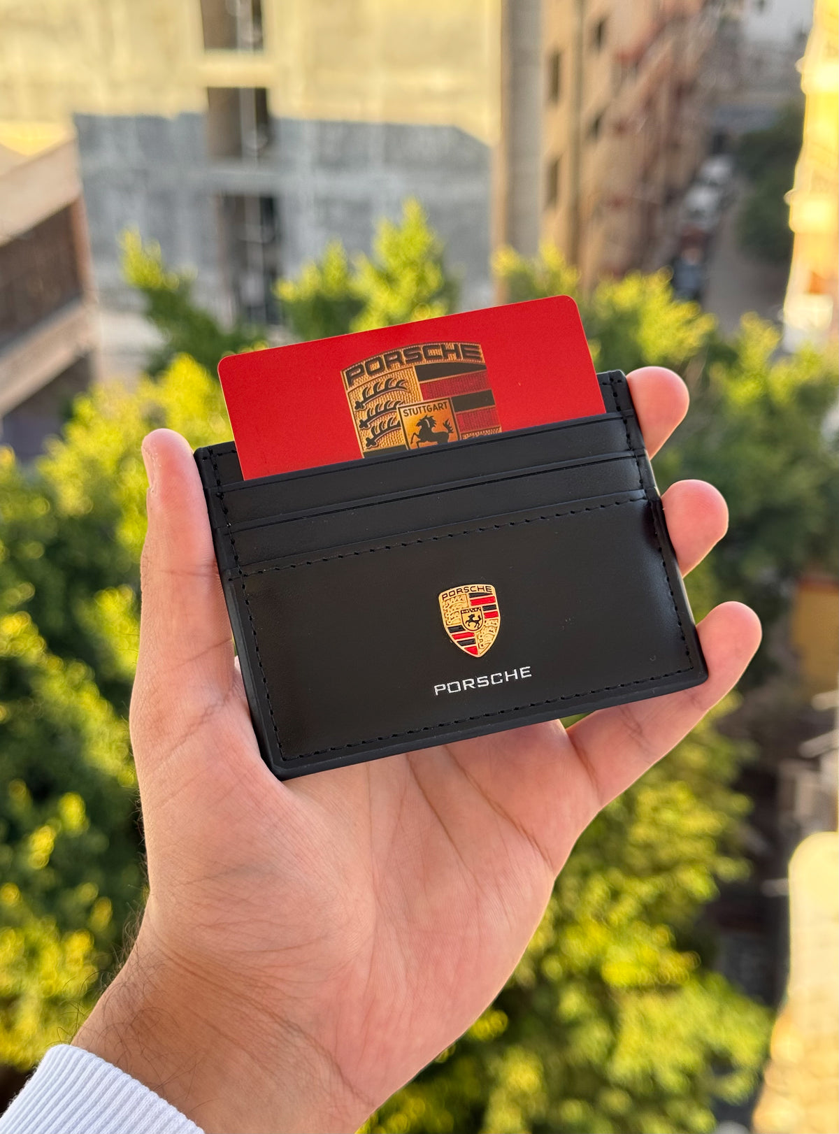 Porsche black card holder