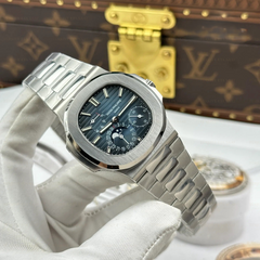 Patek nautilus moon phase silver navy 40mm