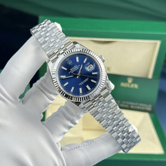 Rolex date just automatic silver navy 40mm