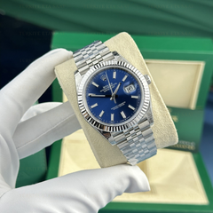 Rolex date just automatic silver navy 40mm