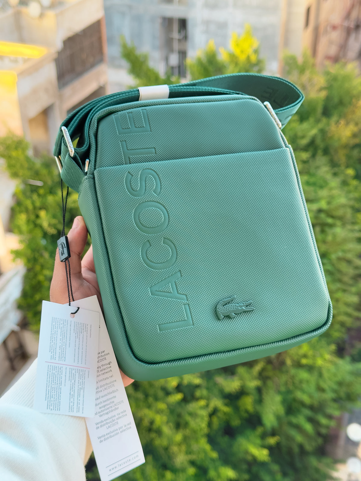 Lacoste green cross bag