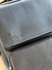Genuine leather black cross bag
