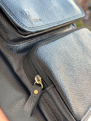 Genuine leather black cross bag