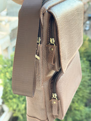 Genuine leather brown cross bag