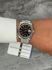 Rolex date just automatic silver black 40mm